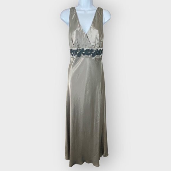 Y2K NEW Silk Formal Maxi Slip Dress | 8 | Silver Empire | Whimsigoth Goddess - Picture 1 of 16